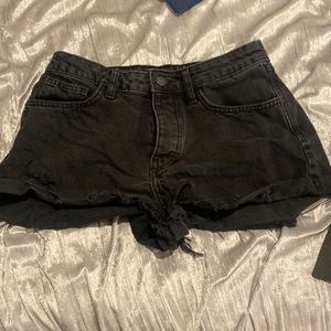 black jean shorts